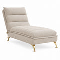 Méridienne chaise longue beige en polyester bouclé avec dossier réglable et pieds en acier 170 x 70 x 85 cm