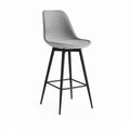 Tabouret de bar gris en polyester à dossier avec piètement acier noir 47 x 54 x 99 cm