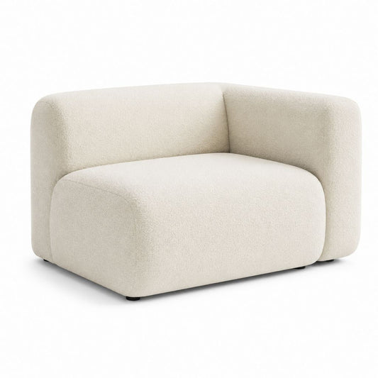 Fauteuil lounge arrondi beige en polyester bouclette 100 x 85 x 70 cm