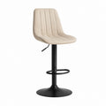 Tabouret de bar réglable beige en polyester à dossier arrondi 50 x 55 x 85-106 cm