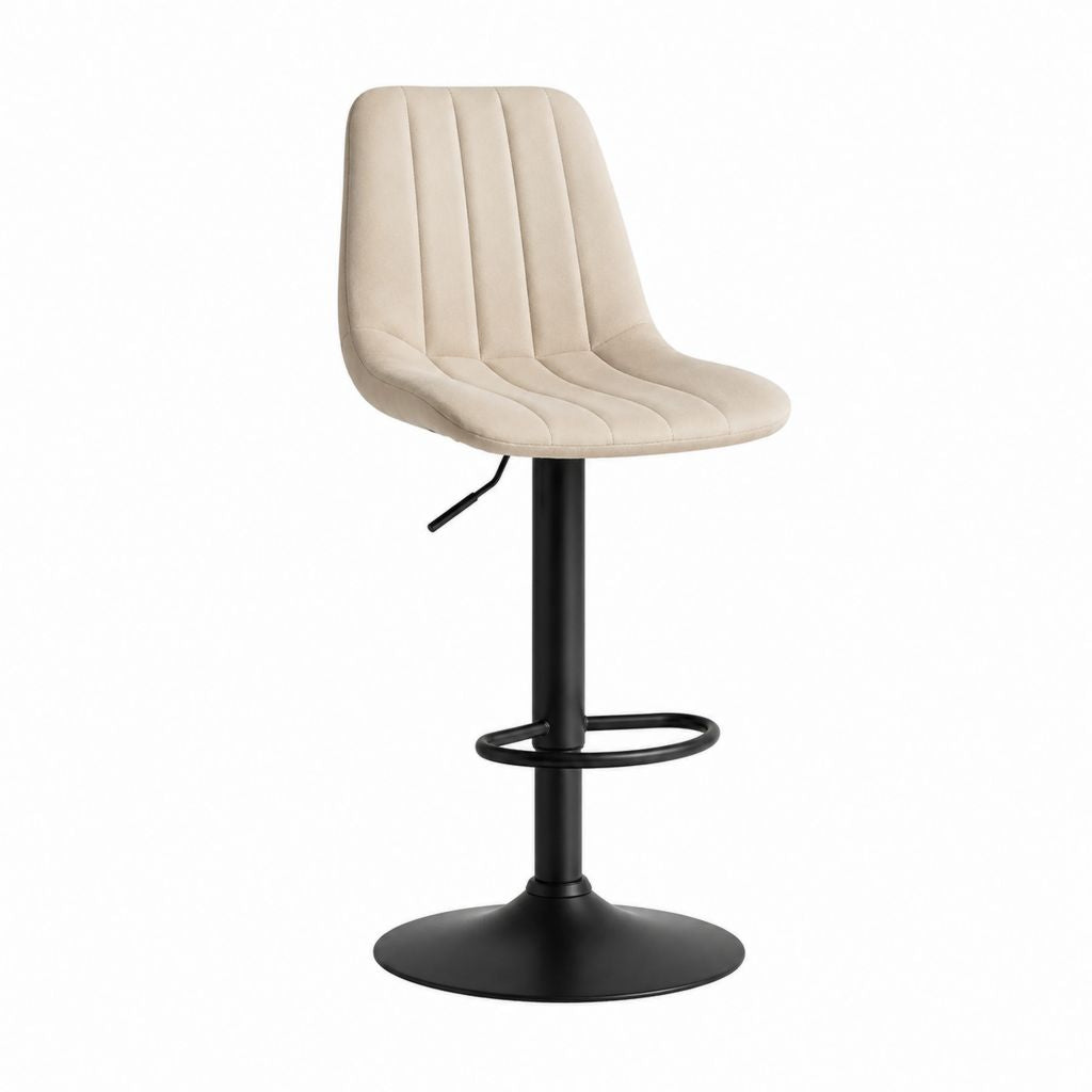Tabouret de bar réglable beige en polyester à dossier arrondi 50 x 55 x 85-106 cm