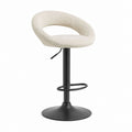 Tabouret de bar réglable pivotant beige en polyester avec piètement en acier noir 50 x 52 x 85-107 cm
