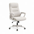 Chaise de bureau ergonomique pivotante beige en polyester avec accoudoirs 65 x 65 x 112-122 cm