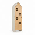 Armoire 1 porte forme maison blanc et chêne en panneaux MDF 60 x 45 x 180 cm