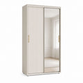 Armoire penderie à portes coulissantes beige en panneaux de particules rectangulaire 100 x 200 x 60 cm