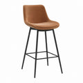 Tabouret de bar avec dossier marron en PU et acier noir hauteur d’assise 75 cm