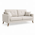Canapé 2 places beige en polyester avec pieds en bois massif 160 x 85 x 85 cm