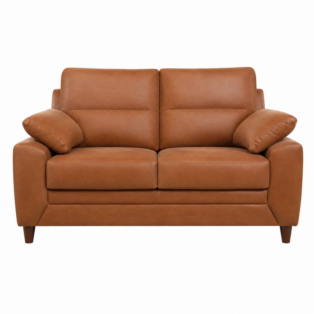 Canapé 2 places droit marron en cuir synthétique PU 156 x 90 x 88 cm