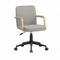 Chaise de bureau à roulettes grise en polyester avec accoudoirs en contreplaqué 62 x 62 x 94-104 cm